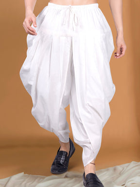 White Ready To Wear Cotton-Silk Peshawari Dhoti