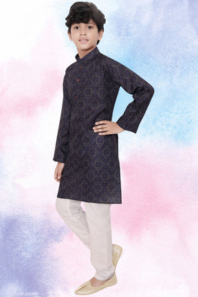 Iris Blue Indi Print Cotton Kurta