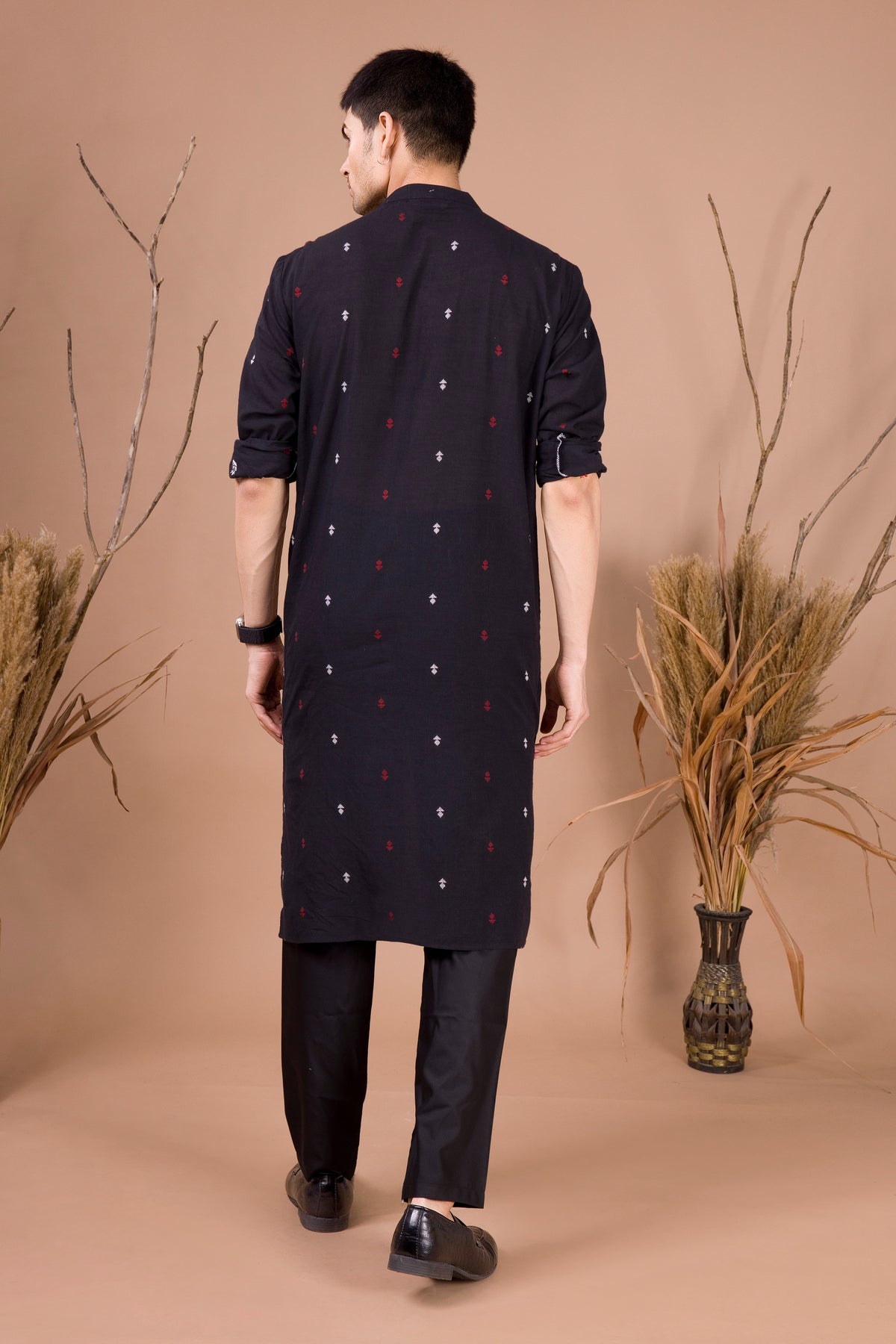 Jade Black Printed Cotton  Kurta Top