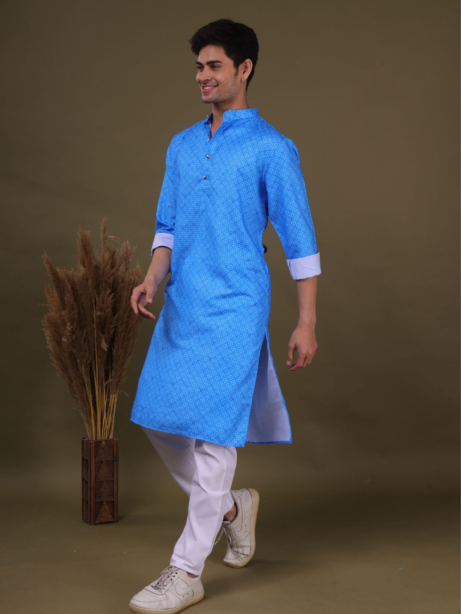 Azure Blue Pastel Cotton Kurta