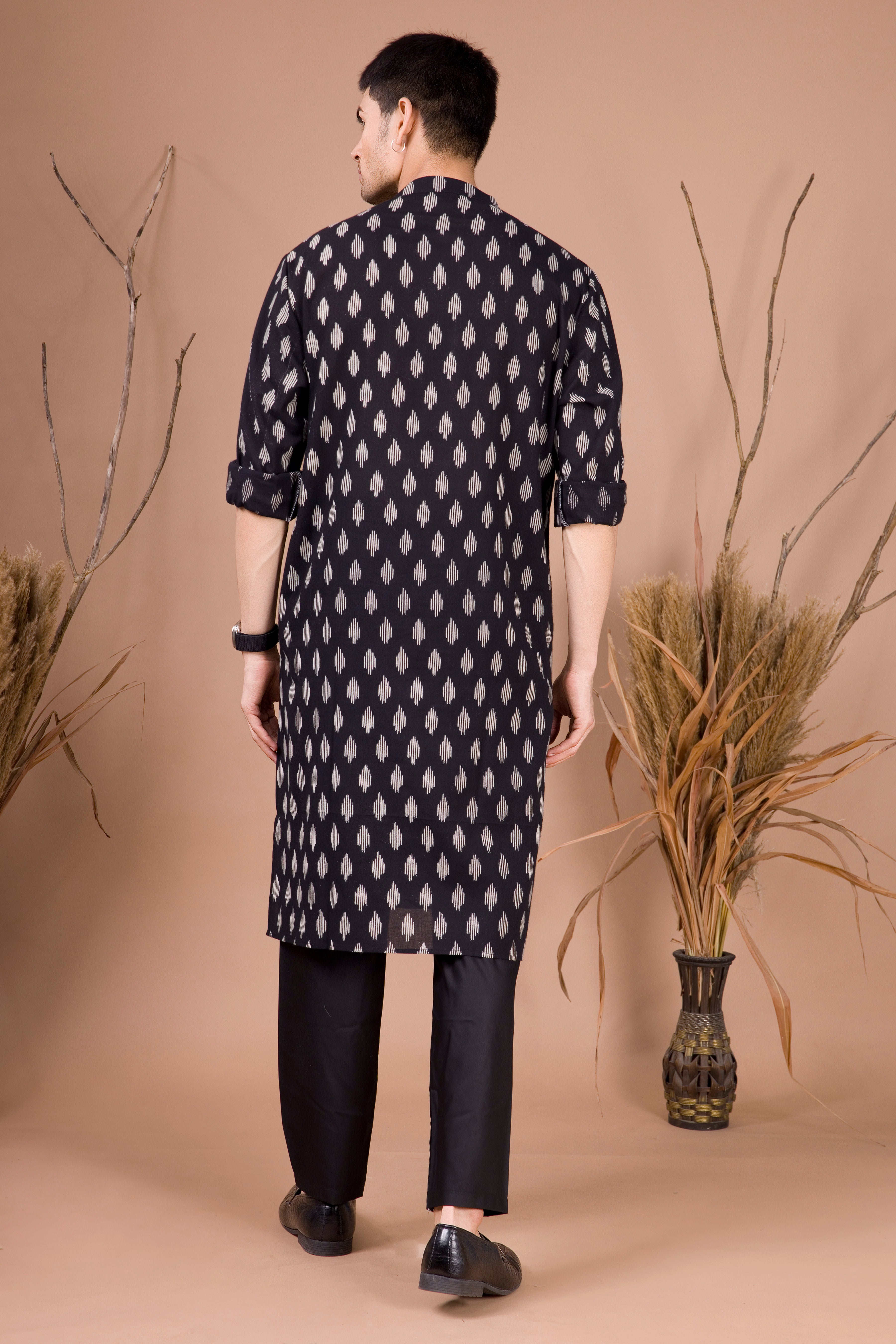 Jade Black Printed Cotton Kurta