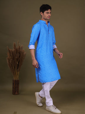 Azure Blue Pastel Cotton Kurta