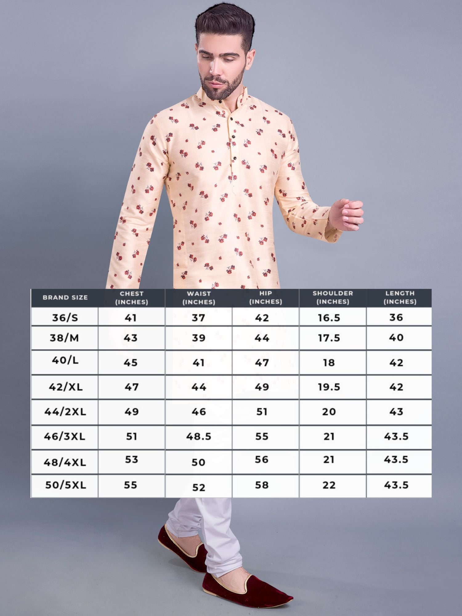 Butter Cream Hloom Printed Silk Kurta