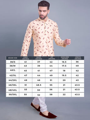 Butter Cream Hloom Printed Silk Kurta