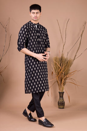 Jade Black Printed Cotton Kurta