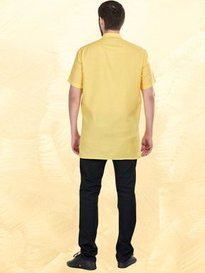 Shine Of Yellow Solid Short Sleeves Casual Short Kurta