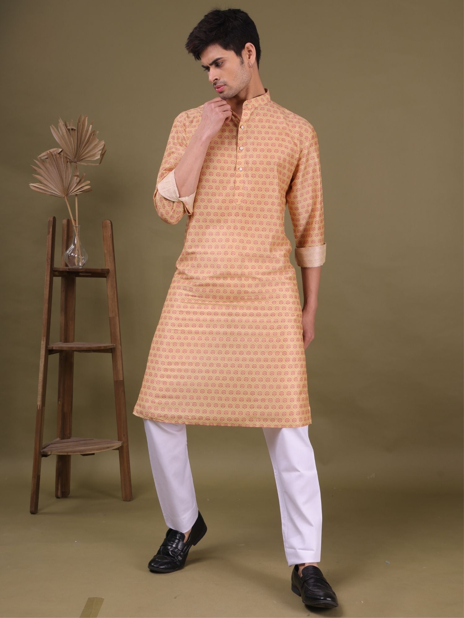 Butter Cream Pastel Cotton  Kurta