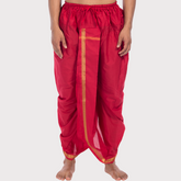 Red  Pitambari Dhoti Ready To Wear Cotton Dhoti