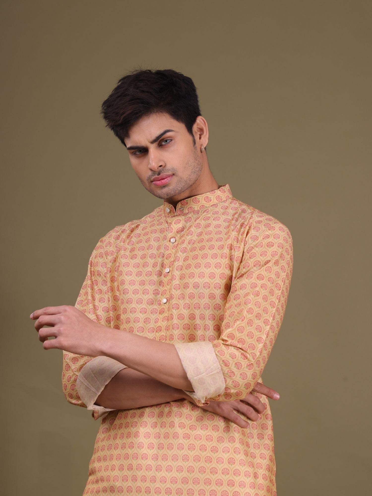 Butter Cream Pastel Cotton  Kurta