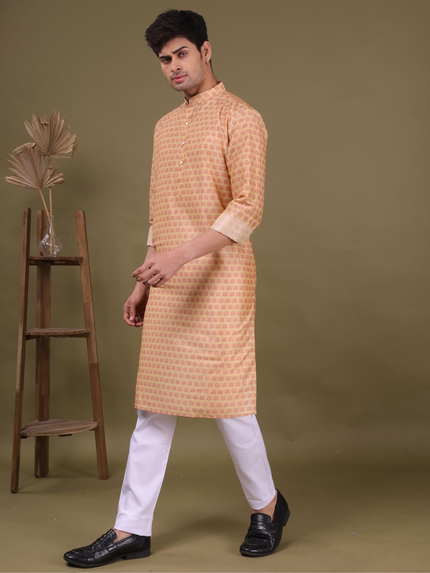 Butter Cream Pastel Cotton  Kurta