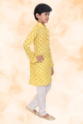 Shine of Yellow Hloom Printed Cotton Kurta