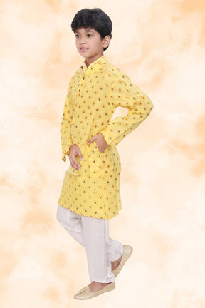 Shine of Yellow Hloom Printed Cotton Kurta