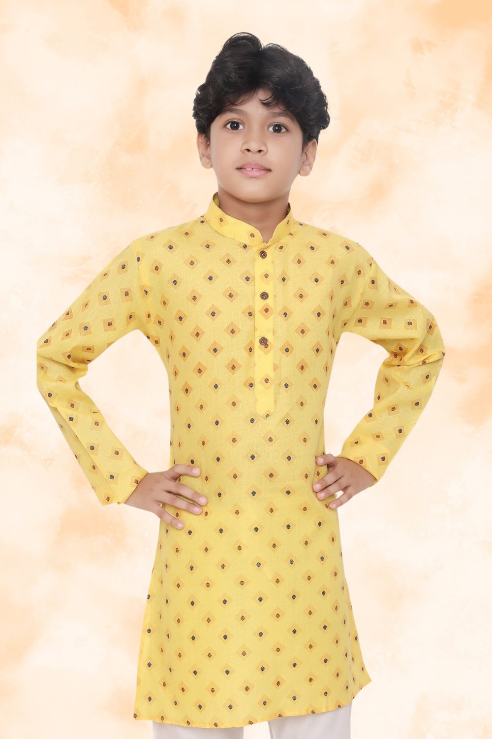 Shine of Yellow Hloom Printed Cotton Kurta