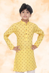 Shine of Yellow Hloom Printed Cotton Kurta