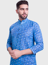 Azure Blue Hloom Printed Cotton Kurta