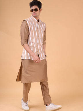 Cider Browm Solid Pattern Cotton  Kurta Jacket Set