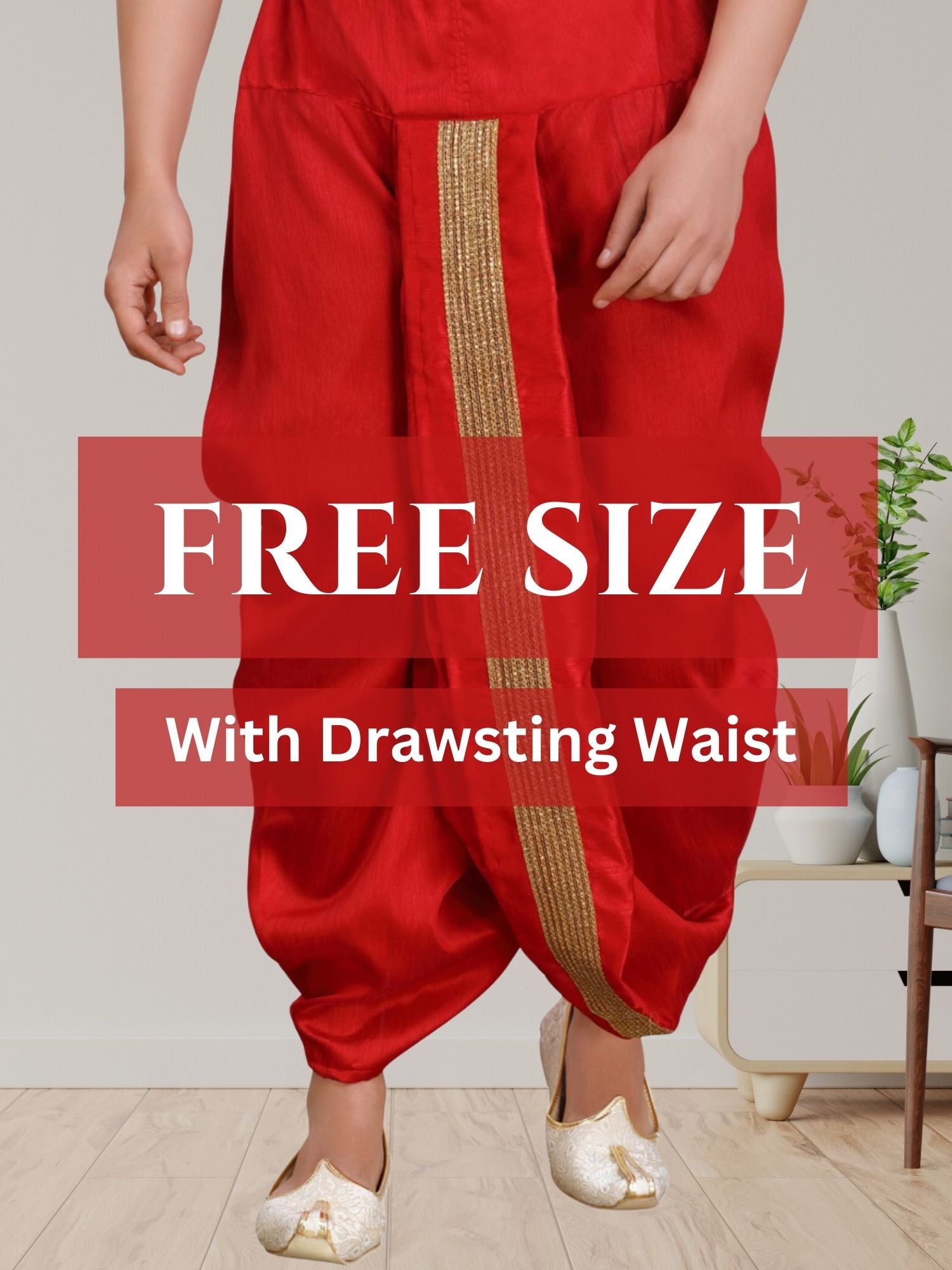 Barn Red Pitambari Ready To Wear Cotton-Silk Dhoti