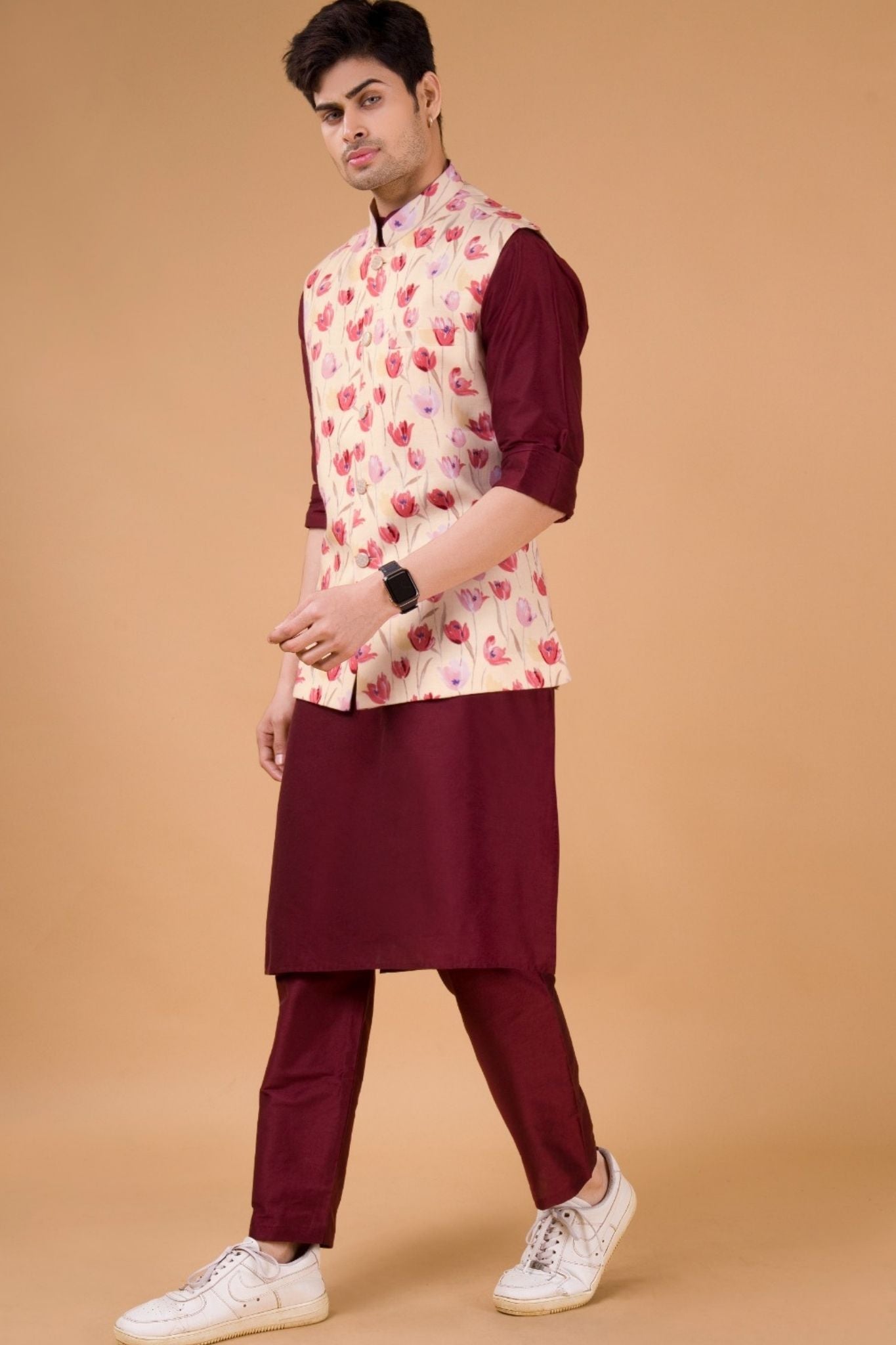 Mellow Yellow Solid Pattern Silk Kurta Jacket Set