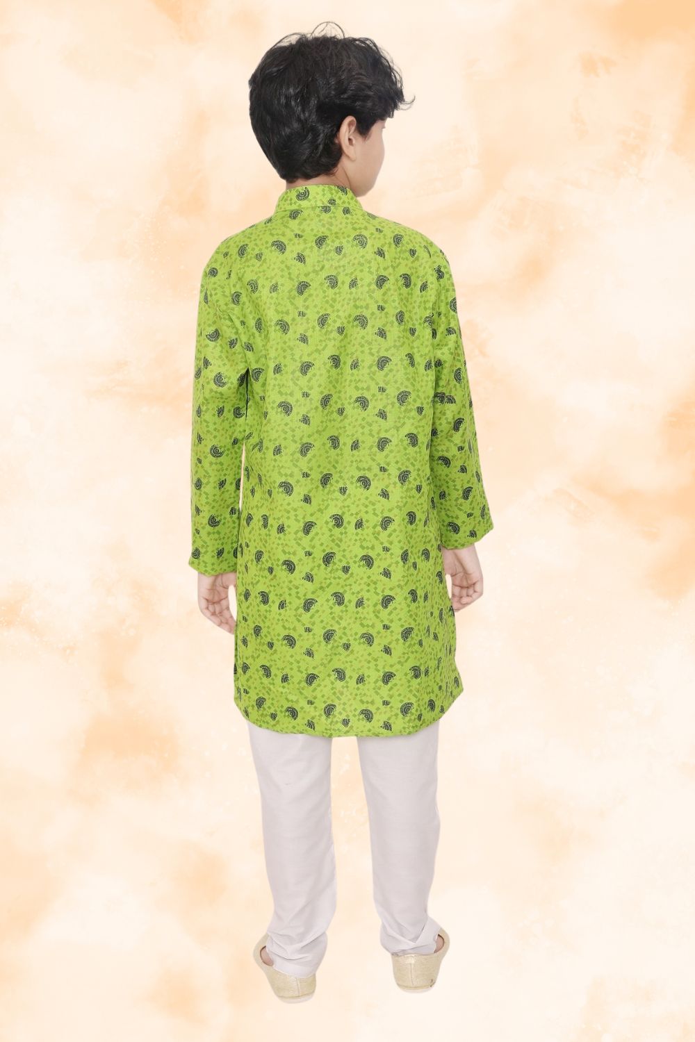 Tropical Green Hloom Printed Cotton Kurta Pajama Suit