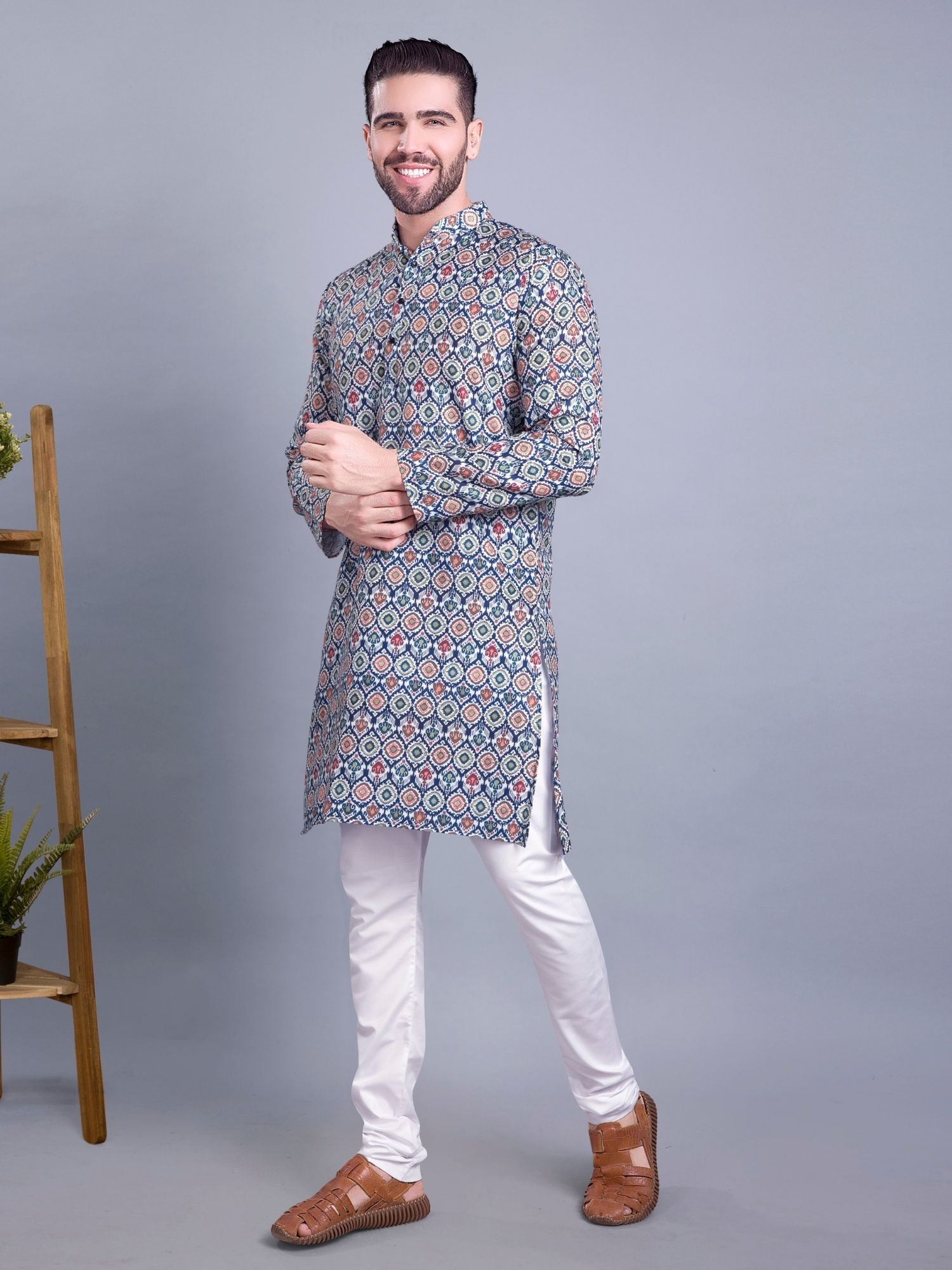 Tropical Green Indi Print Cotton Kurta