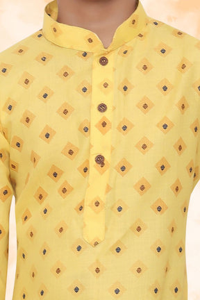 Shine of Yellow Hloom Printed Cotton Kurta