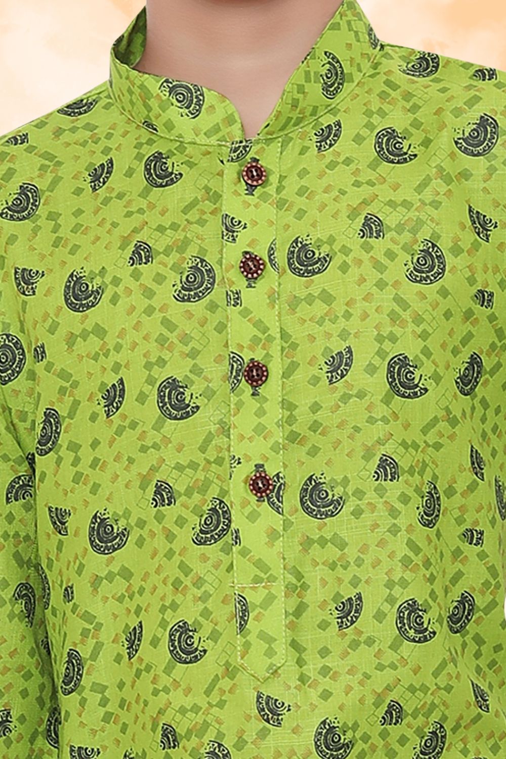 Tropical Green Hloom Printed Cotton Kurta Pajama Suit