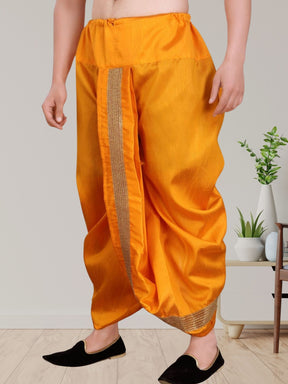 Orange Pitambari Ready To Wear Cotton-Silk Dhoti