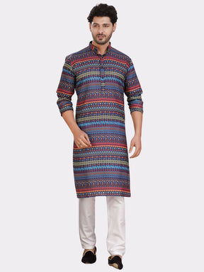 Indigo Blue Cotton Printed Kurta