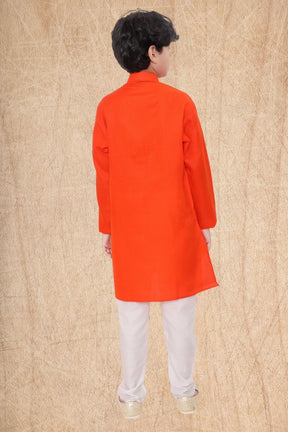 Apricot Orange Hloom Printed Cotton Kurta