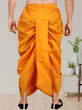 Orange Pitambari Ready To Wear Cotton-Silk Dhoti