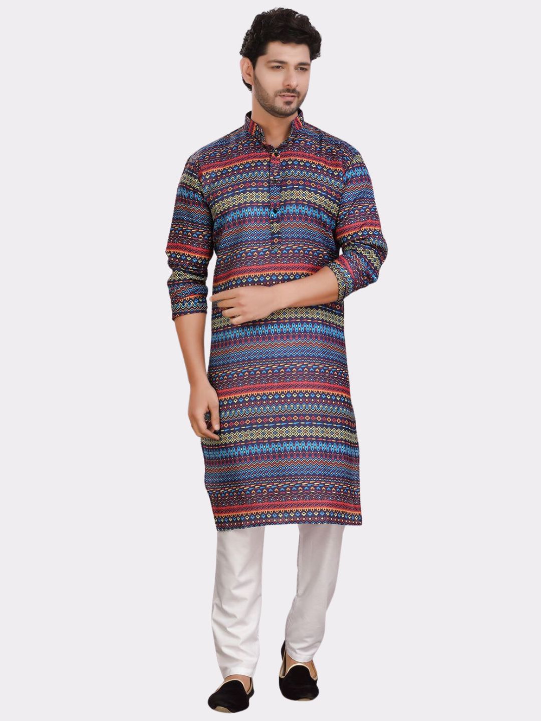 Indigo Blue Cotton Printed Kurta