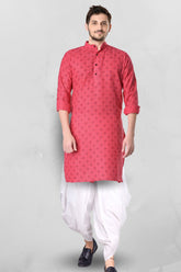 Persian Pink Cotton Designer Printed Kurta Peshawari Set