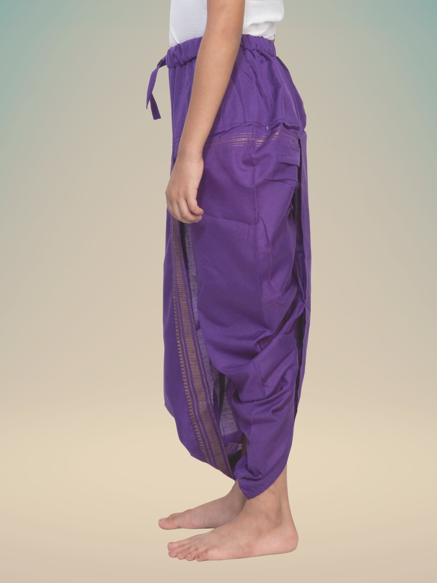 Indigo Purple Ready To Wear Cotton-Silk Pitambari Dhoti