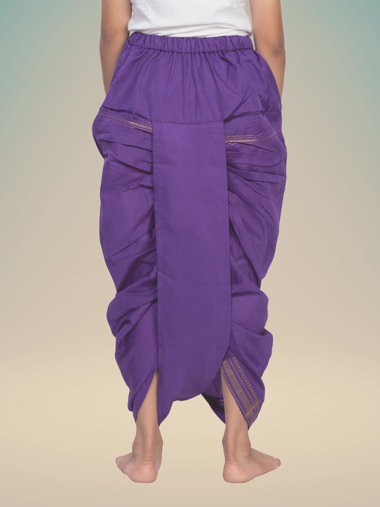 Indigo Purple Ready To Wear Cotton-Silk Pitambari Dhoti