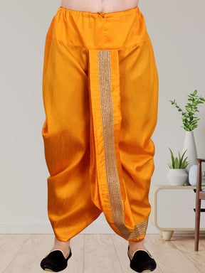 Orange Pitambari Ready To Wear Cotton-Silk Dhoti