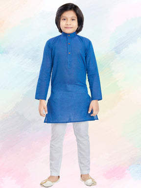 Azure Blue Cotton Kurta Pajama Suit