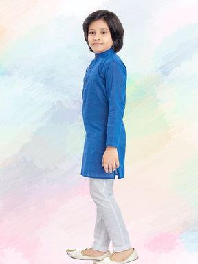 Azure Blue Cotton Kurta Pajama Suit