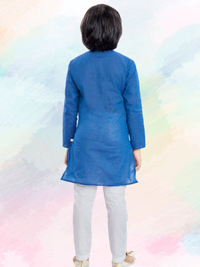 Azure Blue Cotton Kurta Pajama Suit