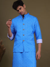 Azure Blue Pastel Cotton Silk Kurta Jacket Set