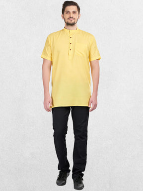 Solid Short Sleeves Casual Short Kurta