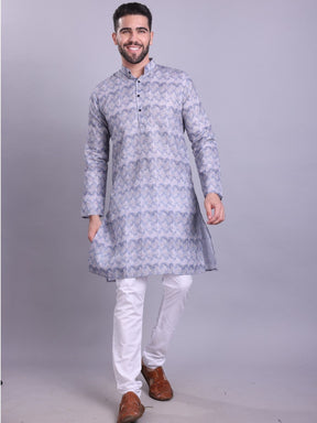 Shark Grey Indi Print Cotton Kurta