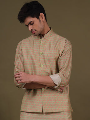 Mint Green Pastel Cotton Silk Kurta Jacket Set