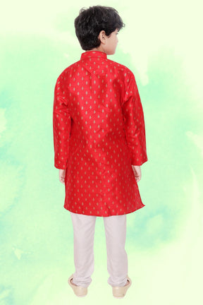 Barn Red Hloom Printed Silk Kurta Pajama Suit