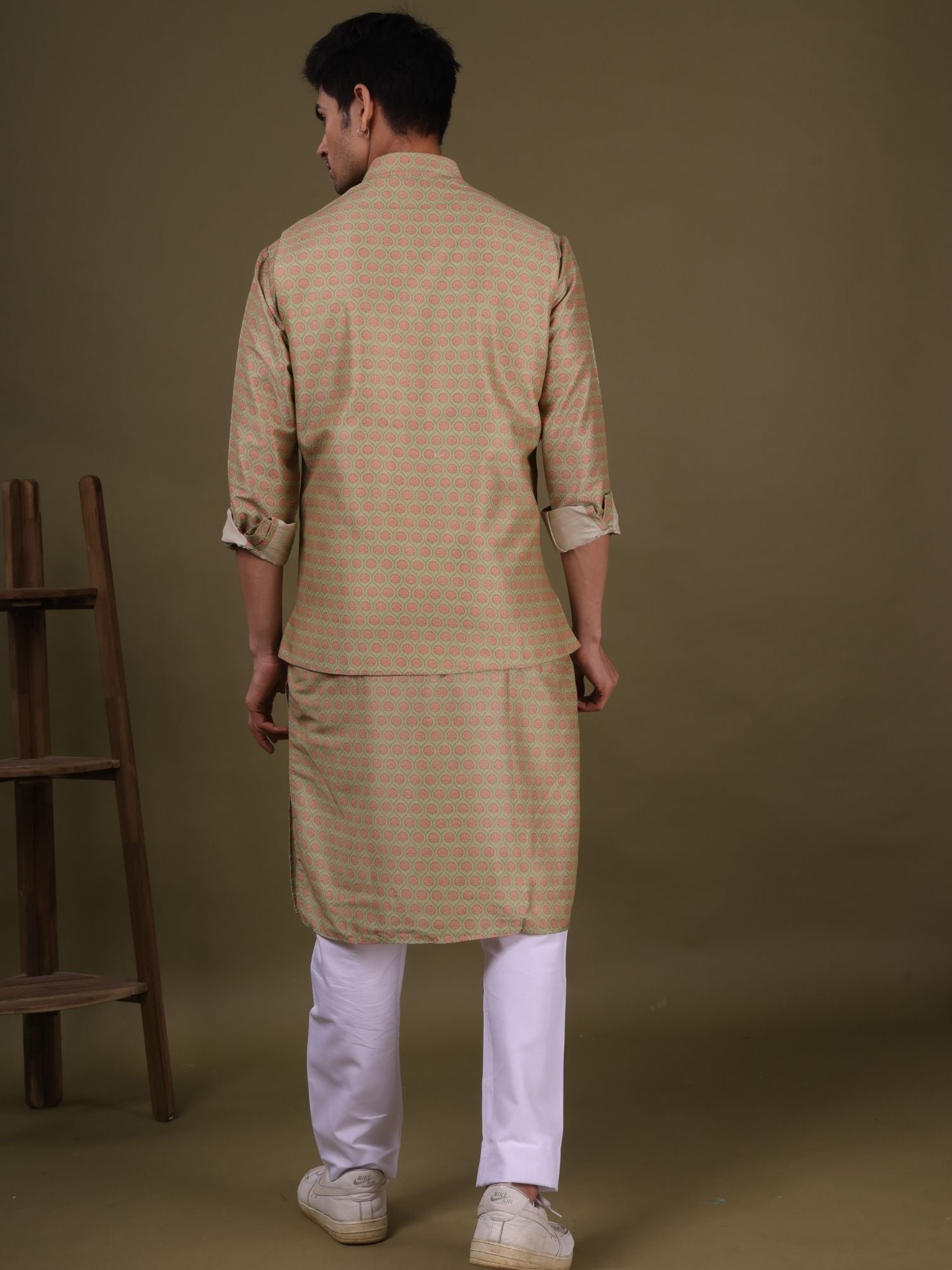 Mint Green Pastel Cotton Silk Kurta Jacket Set