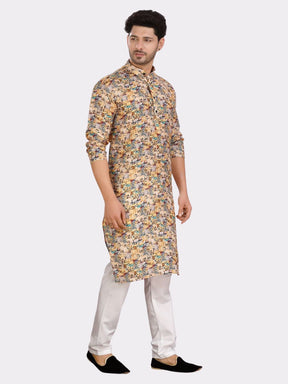 Shine OF Yellow Cotton Printed Kurta