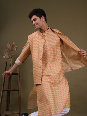 Butter Cream Pastel Cotton Silk Kurta Jacket Set