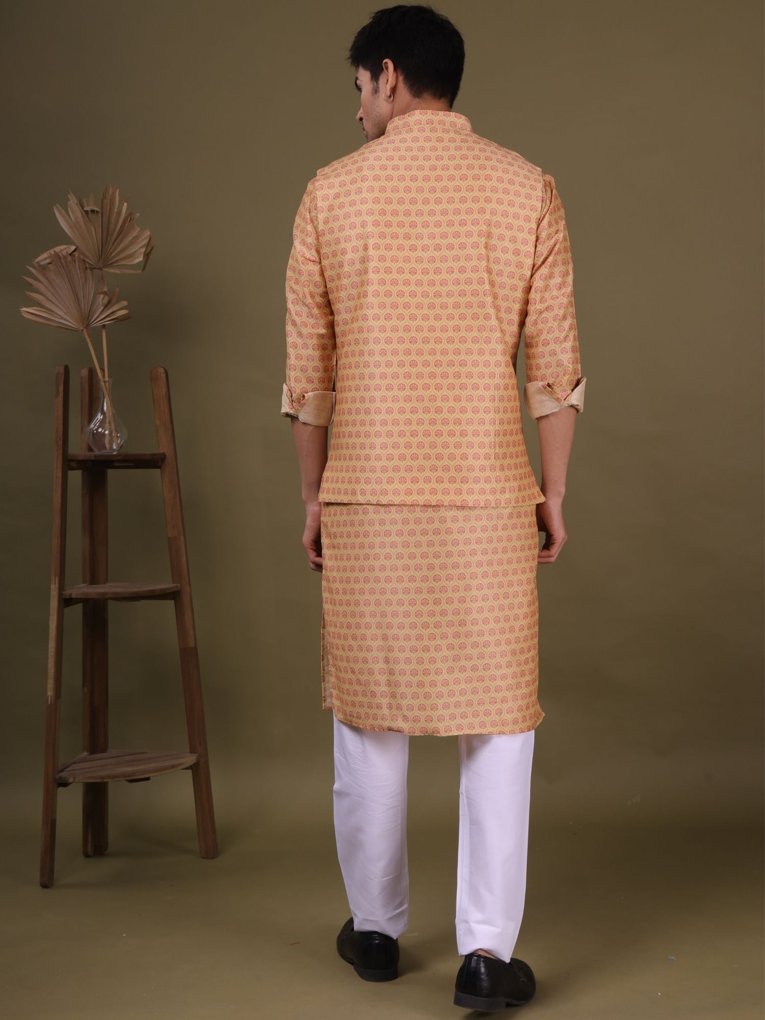 Butter Cream Pastel Cotton Silk Kurta Jacket Set