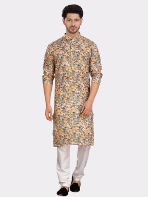 Shine OF Yellow Cotton Printed Kurta