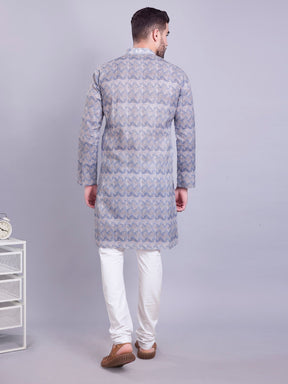 Shark Grey Indi Print Cotton Kurta