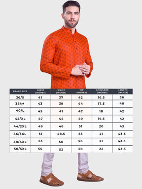 Apricot Orange Hloom Printed Cotton Kurta